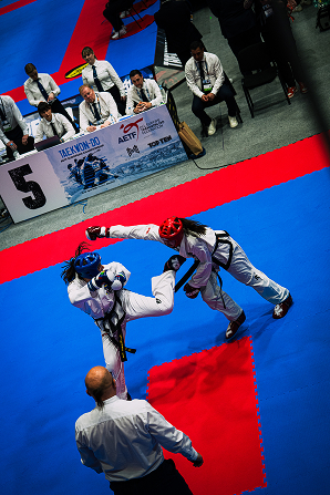 ITF Taekwon-Do athlete competing