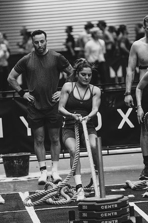Athlete competing in a HYROX simulation
