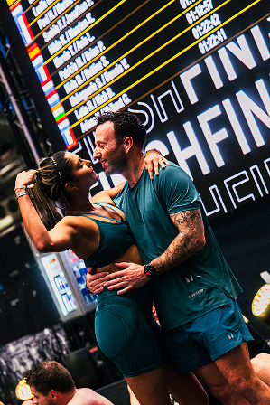 Athlete competing in a HYROX simulation